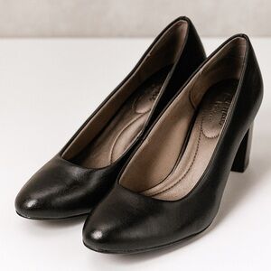 Life Stride Soft System Black Chunky Heel Pumps 8.5